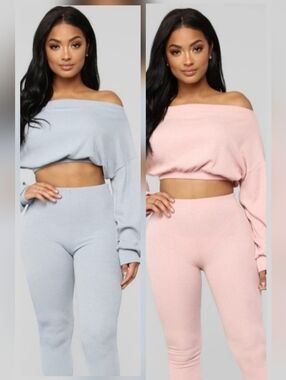 New Fashion Nova Pink And Blue Off Shoulder Co Ord Sets! Size Xs